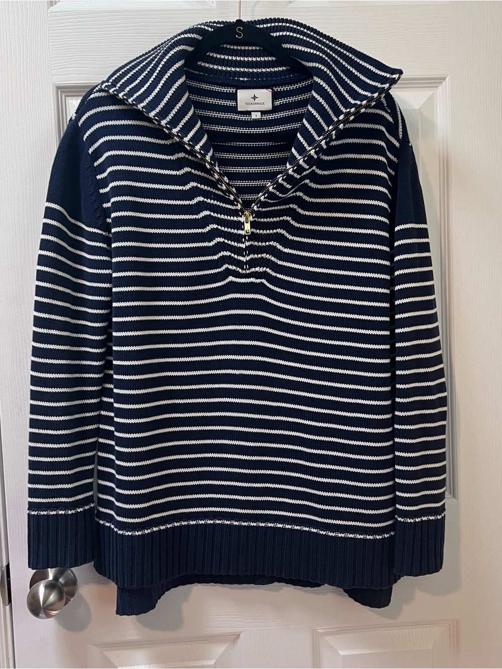 Tuckernuck Half Zip Nautical Cotton Sweater Coastal Quiet Luxury Tennis Preppy S